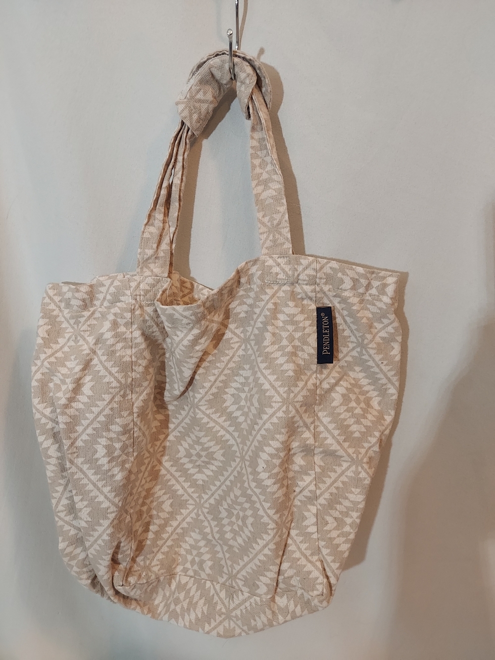Pendleton Astoria Canvas Large Tote Bag-Beige Cream Southwestern Boho Geometric